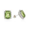 Image 2 : 14KT White Gold 11.02 ctw Peridot and Diamond Earrings