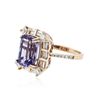 Image 2 : 14KT Rose Gold 4.08 ctw Tanzanite and Diamond Ring