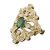 Image 2 : 14KT Yellow Gold 0.83 ctw Emerald and Diamond Ring
