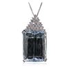 Image 2 : 14KT White Gold 51.13 ctw Aquamarine and Diamond Pendant With Chain