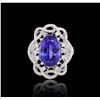 Image 1 : 18KT White Gold 7.61 ctw Tanzanite and Diamond Ring