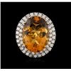 Image 1 : 14KT White Gold 11.62 ctw Citrine and Diamond Ring