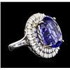 Image 2 : 14KT White Gold GIA Certified 20.40 ctw Tanzanite and Diamond Ring