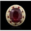 Image 1 : 14KT Yellow Gold 12.34 ctw Ruby and Diamond Ring