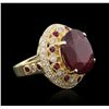 Image 2 : 14KT Yellow Gold 12.34 ctw Ruby and Diamond Ring