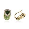 Image 2 : 14KT Yellow Gold 2.88 ctw Chrome Diopside, Tsavorite and Diamond Earrings