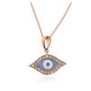 Image 2 : 14KT Rose Gold 0.12 ctw Diamond Evil Eye Pendant With Chain