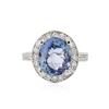 Image 1 : 14KT White Gold 4.79 ctw Tanzanite and Diamond Ring