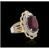 Image 2 : 14KT Two-Tone Gold 13.13 ctw Ruby and Diamond Ring