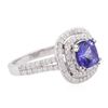 Image 2 : 14KT White Gold 1.88 ctw Tanzanite and Diamond Ring
