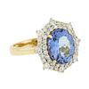 Image 2 : 14KT Yellow Gold 3.20 ctw Tanzanite and Diamond Ring