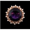 Image 1 : 14KT Rose Gold 9.49 ctw Amethyst and Diamond Ring
