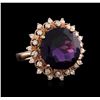 Image 2 : 14KT Rose Gold 9.49 ctw Amethyst and Diamond Ring