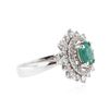 Image 2 : 14KT White Gold 0.69 ctw Emerald and Diamond Ring