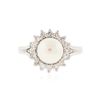 Image 1 : 14KT White Gold Pearl and Diamond Ring
