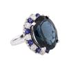 Image 2 : 14KT White Gold 20.82 ctw Topaz, Sapphire and Diamond Ring