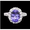 Image 1 : 14KT White Gold 3.43 ctw Tanzanite and Diamond Ring