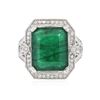 Image 1 : 14KT White Gold 9.93 ctw Emerald and Diamond Ring