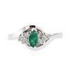 Image 1 : 14KT White Gold 0.25 ctw Emerald and Diamond Ring