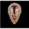Image 1 : 14KT Rose Gold GIA Certified 24.71 ctw Morganite and Diamond Ring
