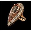 Image 2 : 14KT Rose Gold GIA Certified 24.71 ctw Morganite and Diamond Ring