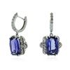 Image 2 : 14KT White Gold 10.60 ctw Tanzanite and Diamond Earrings