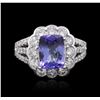 Image 1 : 14KT White Gold 2.38 ctw Tanzanite and Diamond Ring