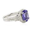 Image 2 : 14KT White Gold 4.24 ctw Tanzanite and Diamond Ring