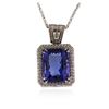 Image 1 : 18KT White Gold GIA Certified 16.95 ctw Tanzanite and Diamond Pendant With Chain