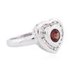 Image 2 : 14KT White Gold 0.50 ctw Garnet and Diamond Ring