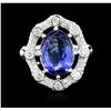 Image 1 : 14KT White Gold 6.74 ctw Tanzanite and Diamond Ring