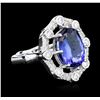 Image 2 : 14KT White Gold 6.74 ctw Tanzanite and Diamond Ring