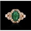 Image 1 : 14KT Rose Gold 2.36 ctw Emerald and Diamond Ring