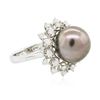 Image 2 : 14KT White Gold 12.2mm Pearl and Diamond Ring