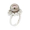 Image 3 : 14KT White Gold 12.2mm Pearl and Diamond Ring