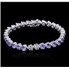 Image 1 : 14KT White Gold 11.20 ctw Tanzanite and Diamond Bracelet
