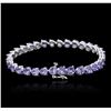 Image 2 : 14KT White Gold 11.20 ctw Tanzanite and Diamond Bracelet