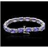 Image 2 : 14KT White Gold 22.40 ctw Tanzanite and Diamond Bracelet