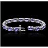 Image 3 : 14KT White Gold 22.40 ctw Tanzanite and Diamond Bracelet