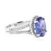 Image 2 : 14KT White Gold 3.76 ctw Tanzanite and Diamond Ring