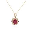 Image 2 : 14KT Yellow Gold 7.91 ctw Ruby and Diamond Pendant With Chain