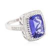 Image 2 : 14KT White Gold 5.95 ctw Tanzanite and Diamond Ring