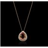 Image 2 : 14KT Rose Gold GIA Certified 58.12 ctw Morganite and Diamond Pendant With Chain