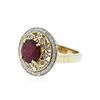 Image 2 : 14KT Yellow Gold 3.77 ctw Ruby and Diamond Ring