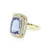 Image 2 : 14KT Yellow Gold 4.89 ctw Tanzanite and Diamond Ring