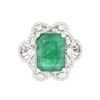 Image 1 : 14KT White Gold 6.84 ctw Emerald and Diamond Ring