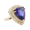 Image 2 : 14KT Yellow Gold 21.69 ctw GIA Cert Tanzanite and Diamond Ring