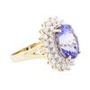 Image 2 : 14KT Yellow Gold 4.79 ctw Tanzanite and Diamond Ring