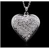 Image 2 : 14KT White Gold 1.29 ctw Diamond Heart Pendant With Chain