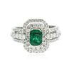 Image 1 : 18KT White Gold 1.01 ctw Emerald and Diamond Ring